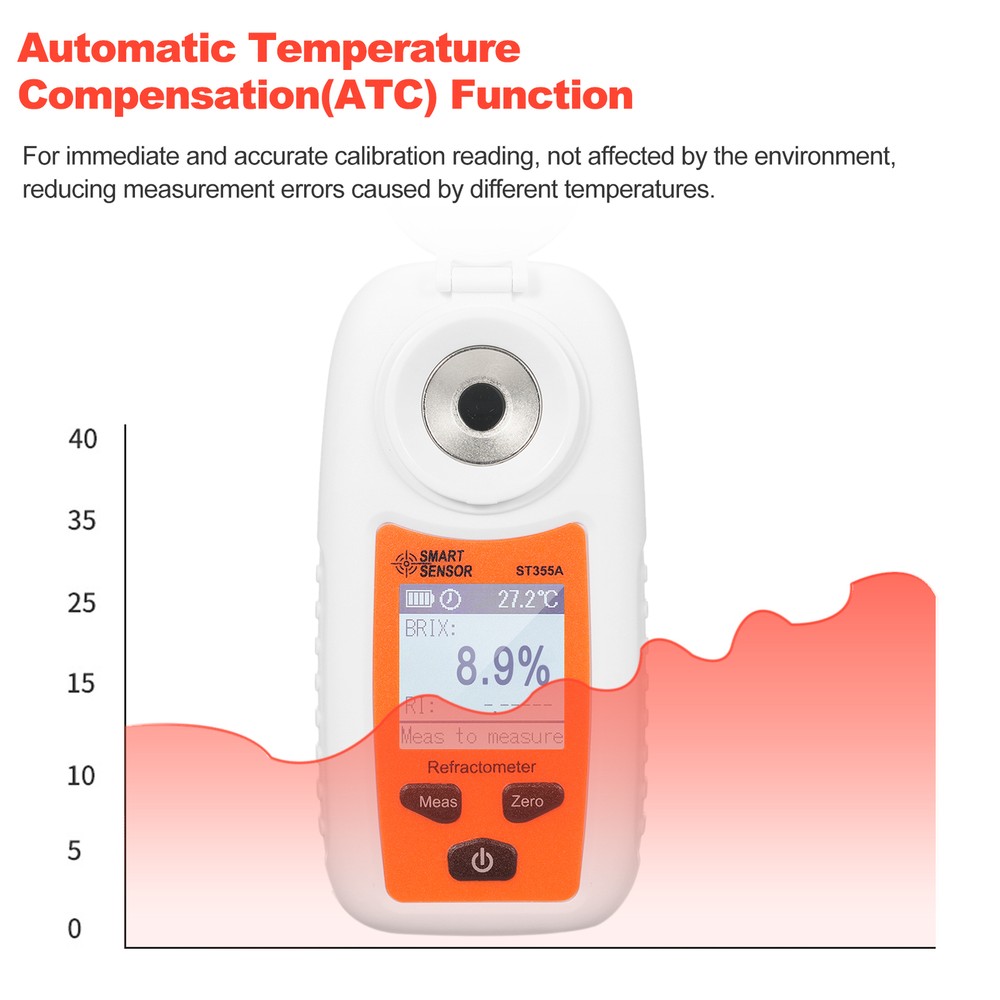 LCD Digital Refractometer Portable Handheld Honey Refractometer ATC Sugar L4J1