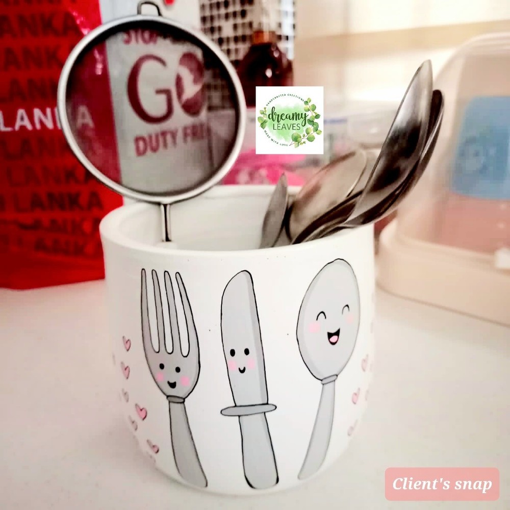 Custom Hand-Painted Utensil Holder – Personalized, Functional, Decorative Design