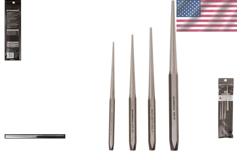 Professional 4 Pc Long Taper Punch Set