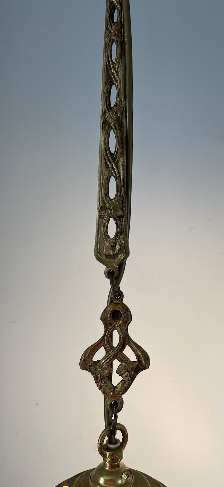 Art Deco French Ceiling Light With Hand Blown Flame Shade And Brass Fitting