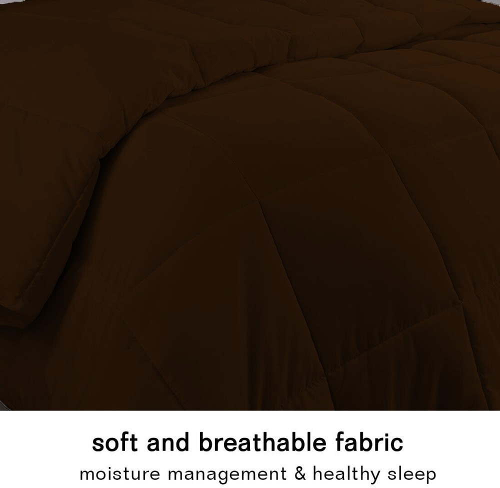 Deluxe 1000TC Chocolate Down Alternative Comforter 100% Cotton Solid Pattern