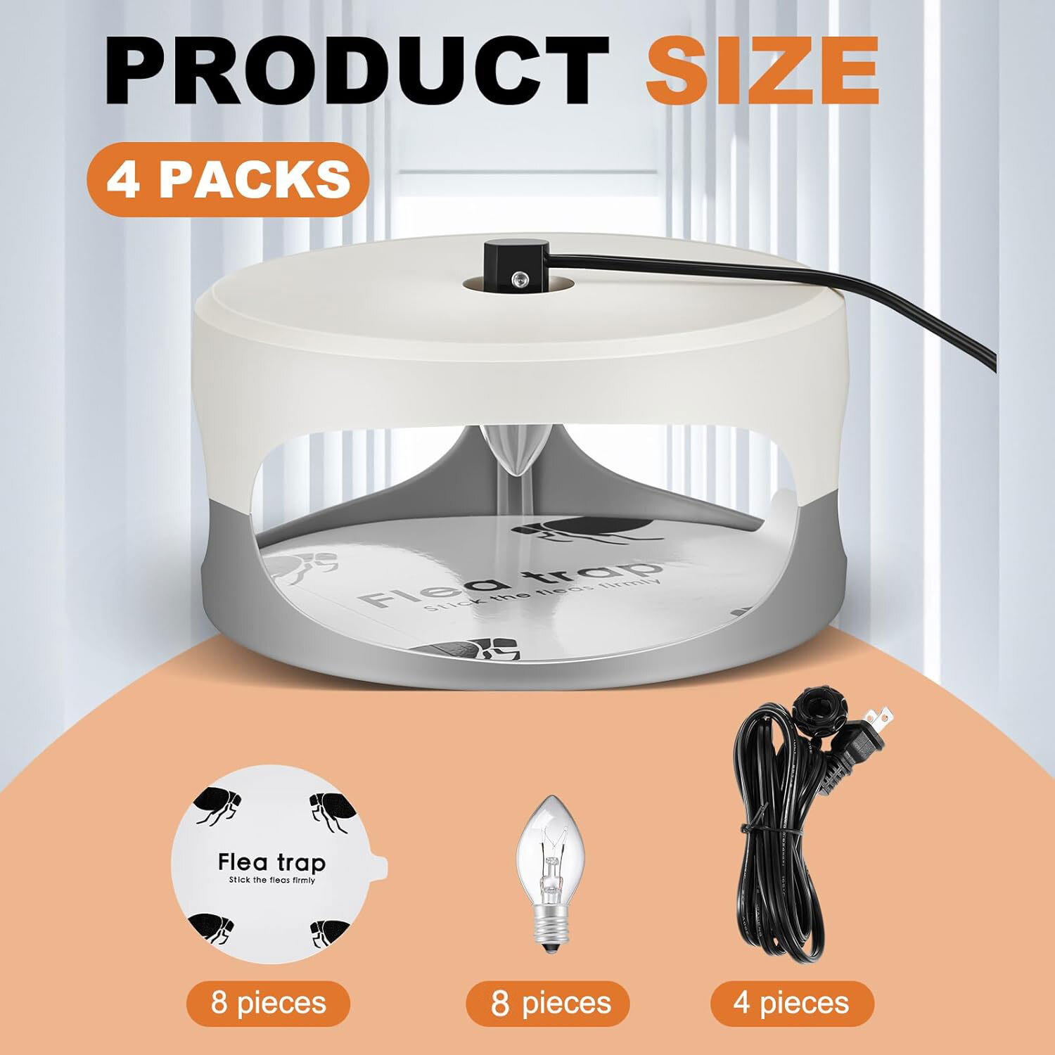 4Pcs Flea Traps for Inside Your Home with 8 Sticky Disc 8 Bulbs Flea Killer