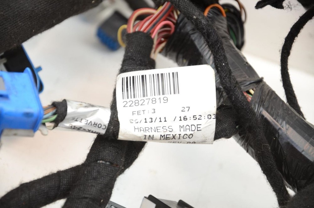 2012 CORVETTE C6 Front Dash Wiring Harness 22827819