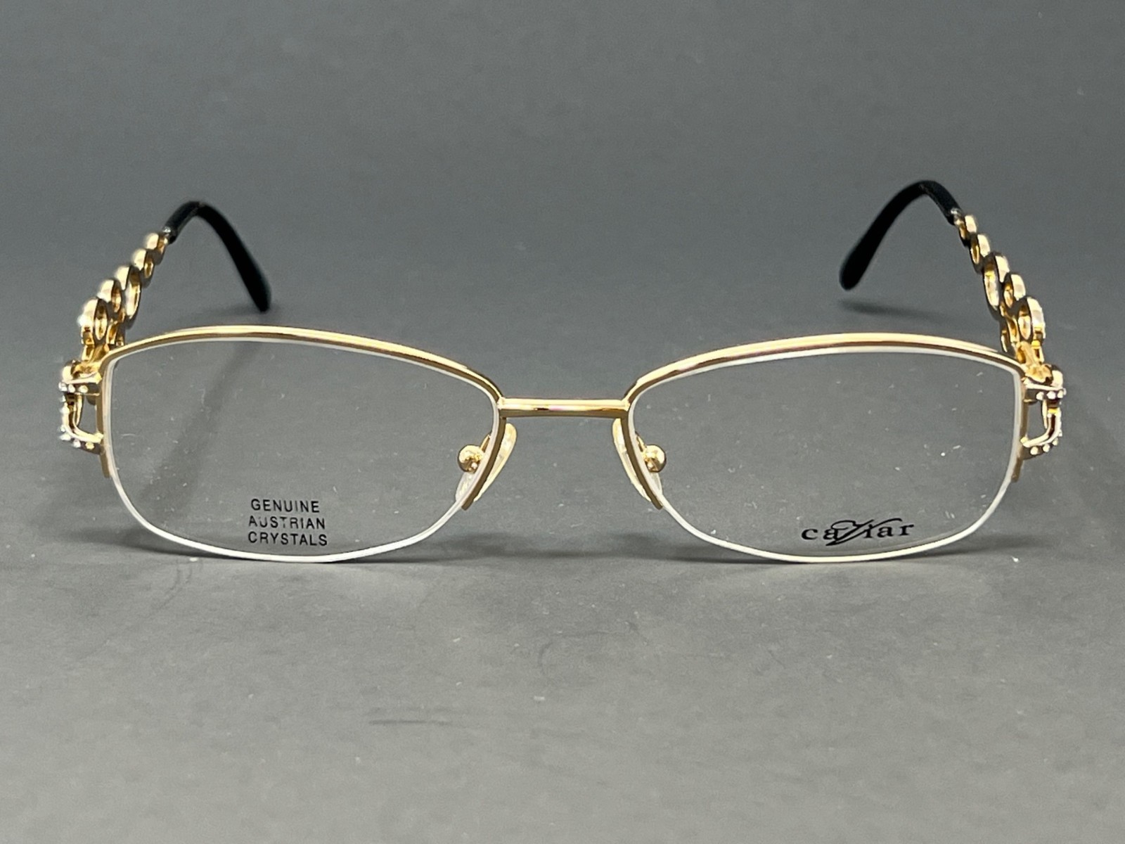Caviar M2312-C21 Gold 53mm Women's Eyeglasses Crystals Half Rim Optical Frames