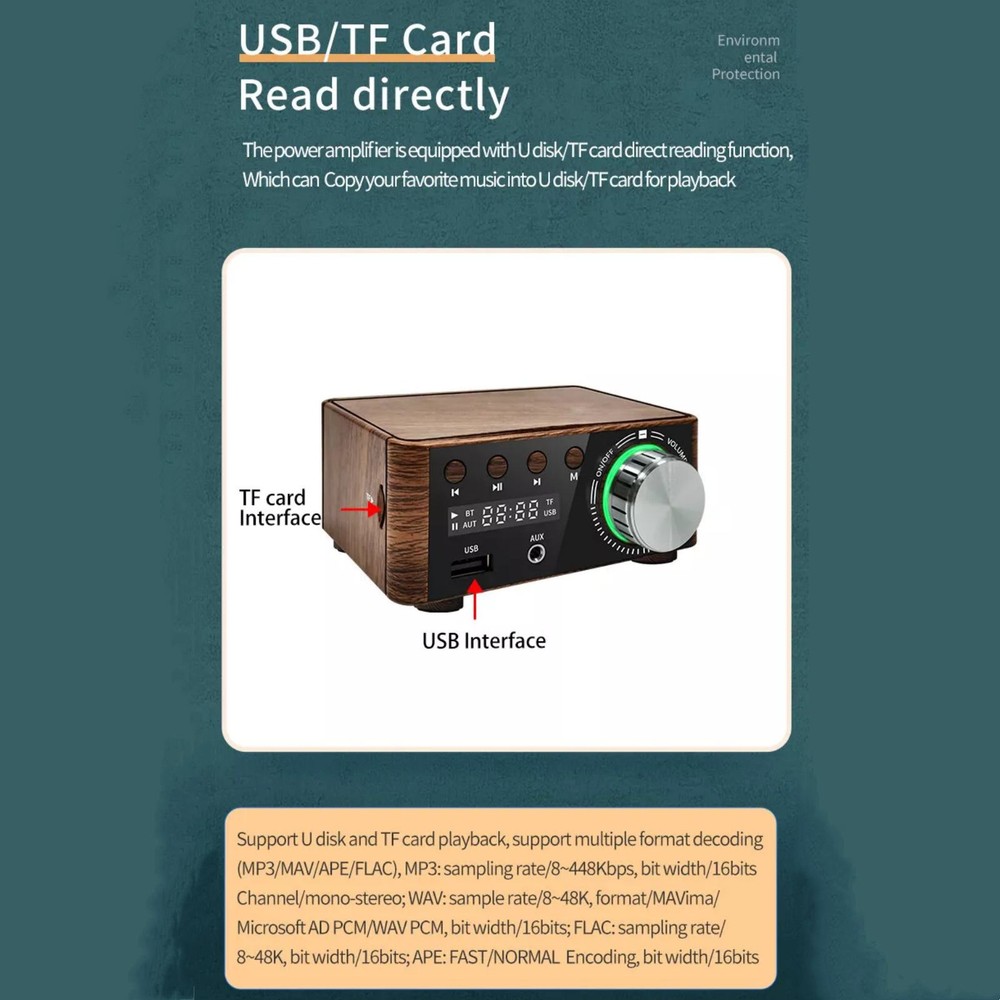 DC 9V-24V 80W+80W Bluetooth 5.0 Class D Stereo HiFi Mini Audio Amplifier ee