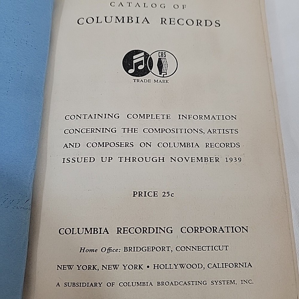1939 Columbia Records Complete Catalog