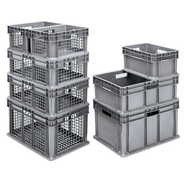 Akro-Mils 37278Grey Vented & Stackable Straight Wall Storage Container, 6.7