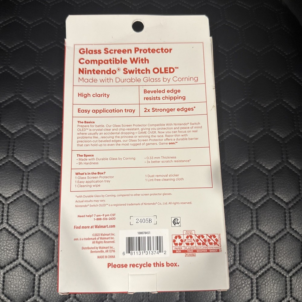 Onn. Corning Glass Screen Protector for Nintendo Switch OLED