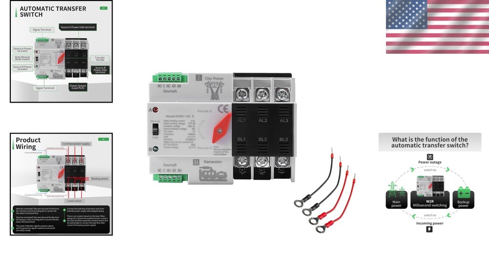 Durable 63A 3 Pole ATS 110V Automatic Manual Transfer Switch Home Generator