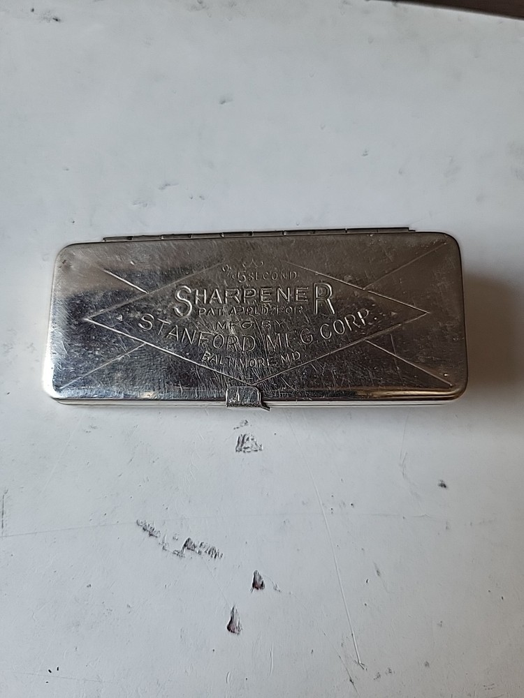 Vtg STANFORD MFG. CORP - 5 SECOND SHARPENER - Double Edge Blade Sharpener W/Box