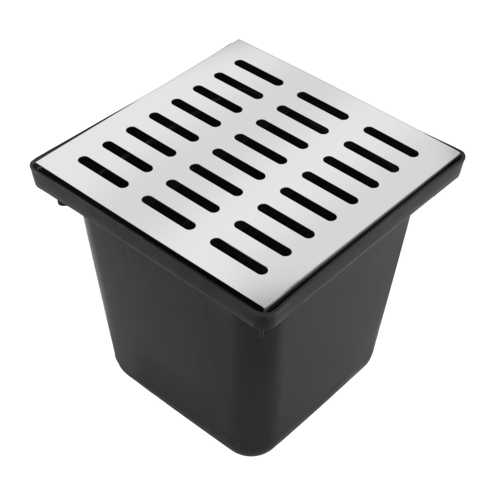 16 in. Square Catch Basin Kit with Silver Grate French Drain Basin for Drainage