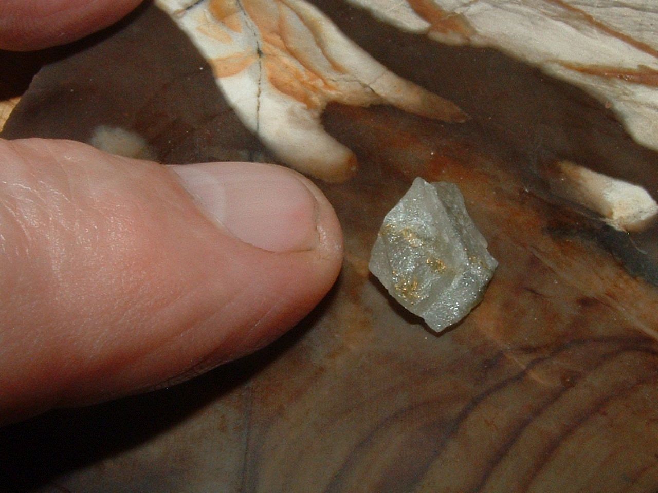 GREY GOLD QUARTZ SPECIMEN .86 GRAM CALIFORNIA GOLD AND QUARTZ