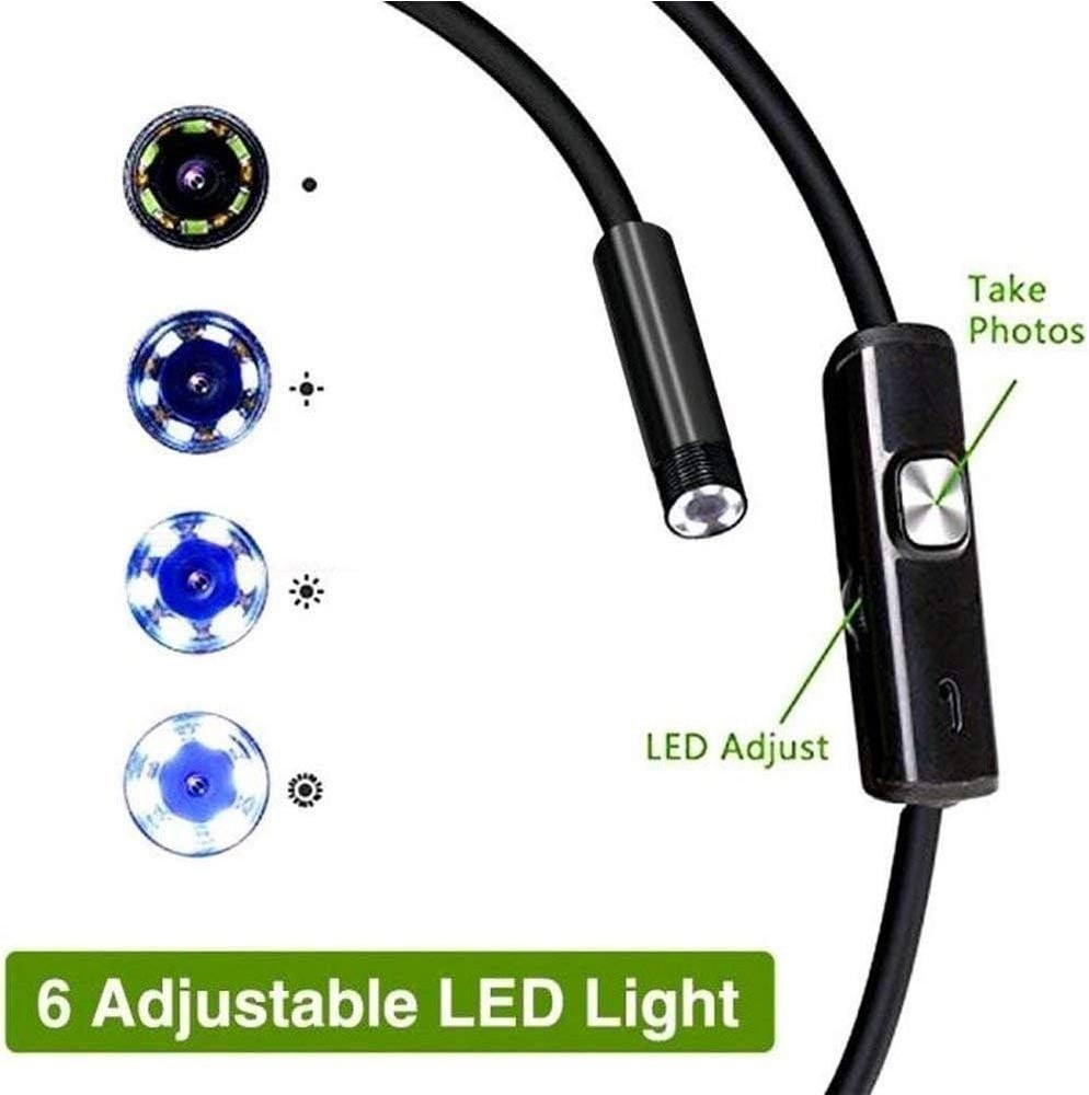3 in 1 Waterproof Endoscope Camera with Adjustable LEDs - 1M for Android Devices