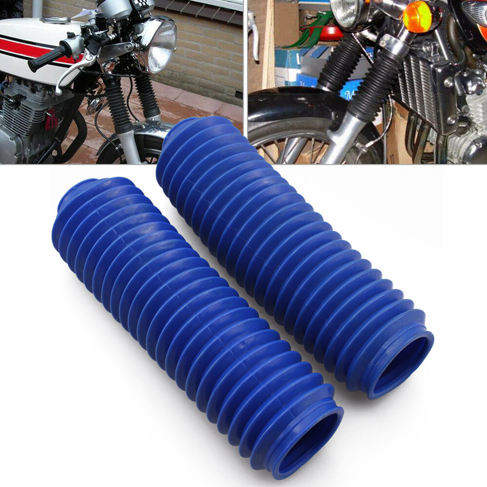 Blue Motorcycle Rubber Shock Absorber Front Fork Protector Cover Gaiters Boot 2X