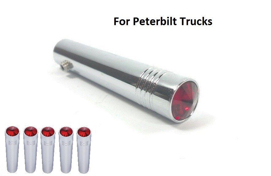(Set/5) for Peterbilt Red Toggle Switch Extension 2-1/4" Long, Chrome Metal