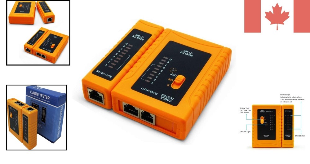 Versatile Lan Cable Tester for RJ45/RJ11 with Auto Testing and Visual Alerts