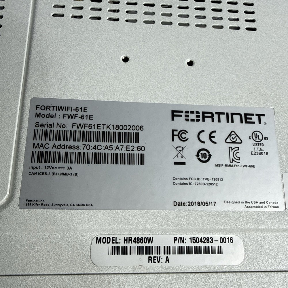 Fortinet FORTIWIFI-61E FWF-61E Network Security Firewall