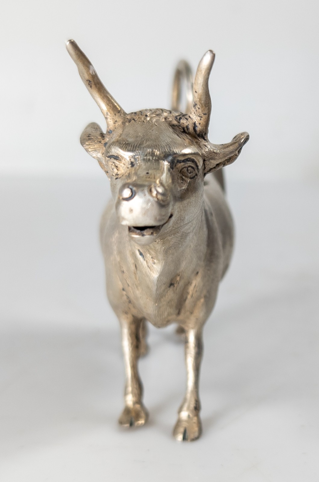 Antique 800 Silver German Hallmarked Cow Bull Form Creamer