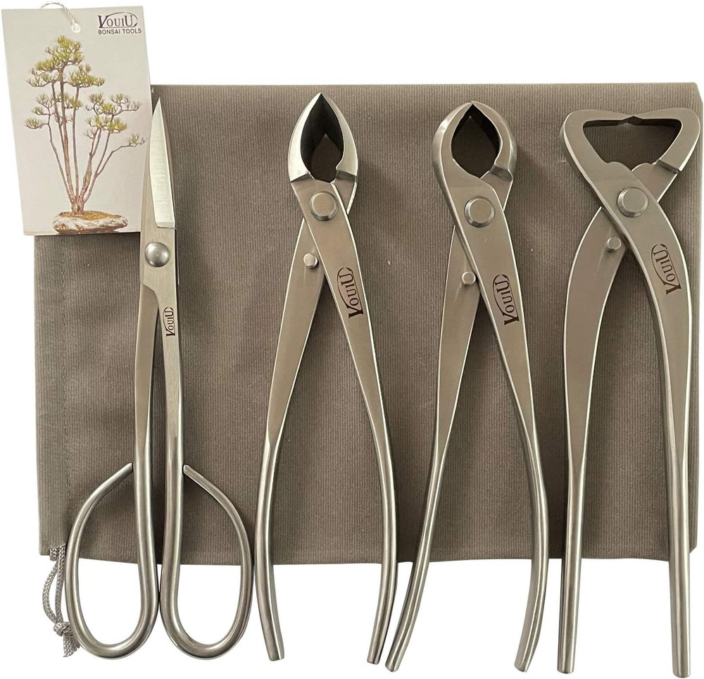Essential 4-Piece Bonsai Tool Set: Scissors, Cutters, and Splitter
