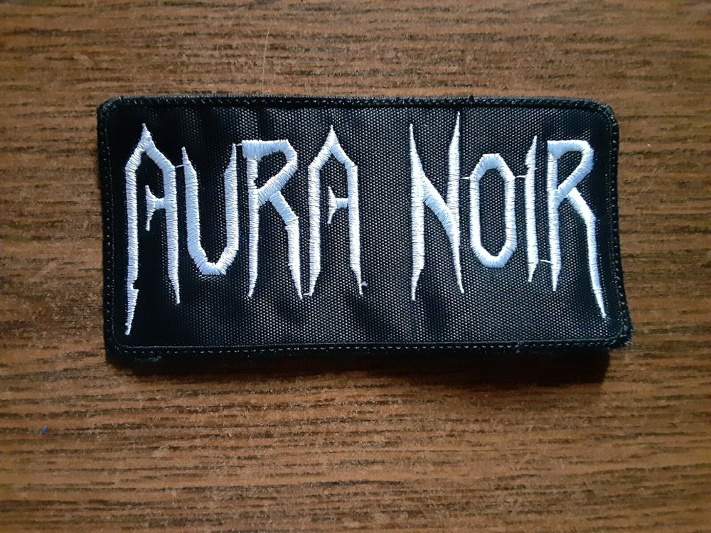 AURA NOIR,SEW ON WHITE EMBROIDERED PATCH