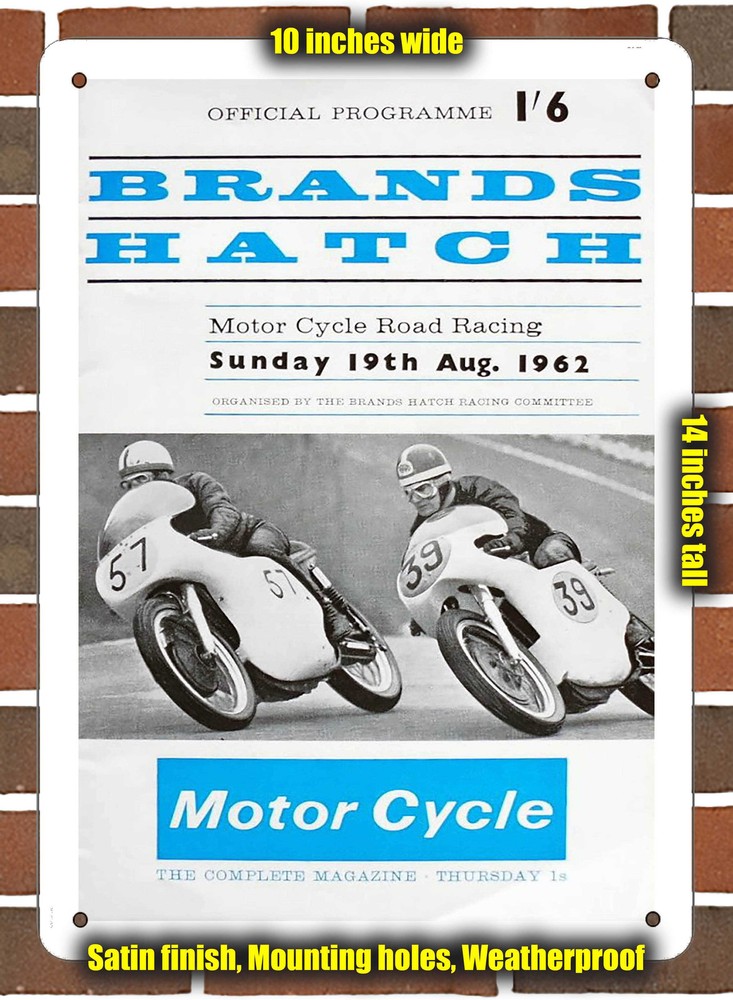 Metal Sign - 1962 Brands Hatch Circuit Racing Program - 10x14 inches