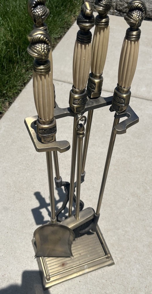 Civil War Sword Replica Bone Handle W/ Knight Helmets - Solid Brass Fire Tools