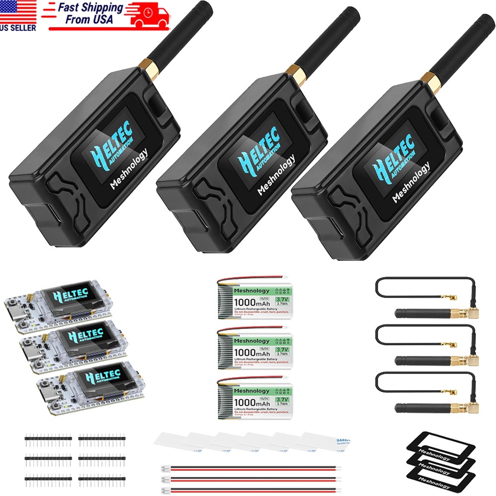 3Sets HelTec Meshtastic LoRa ESP32 V3 SX1262 Board+915MHz Antenna + Battery+Case