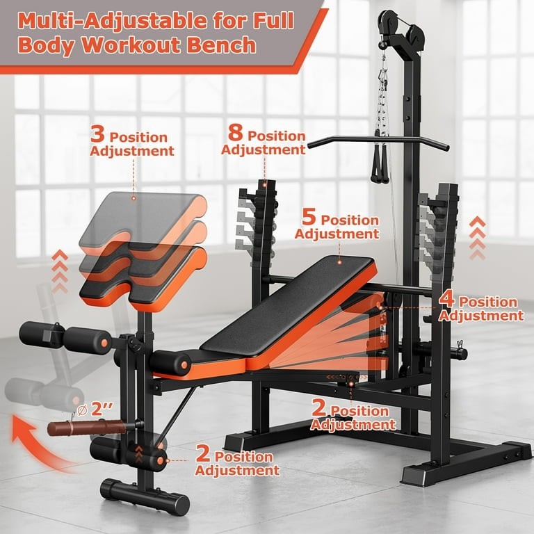 800lbs 10-in-1 Multi-Function Adjustable Weight Bench Press Set See Details New
