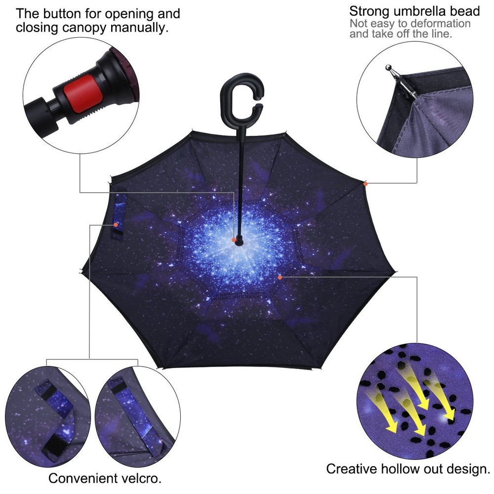 Double Layer Inverted Umbrella Cars Reverse Open Folding G4