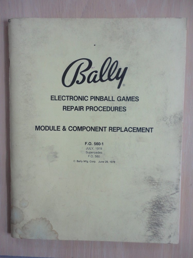 Electronic Pinball Repair Procedures Module & Component Replacement Booklet 1978