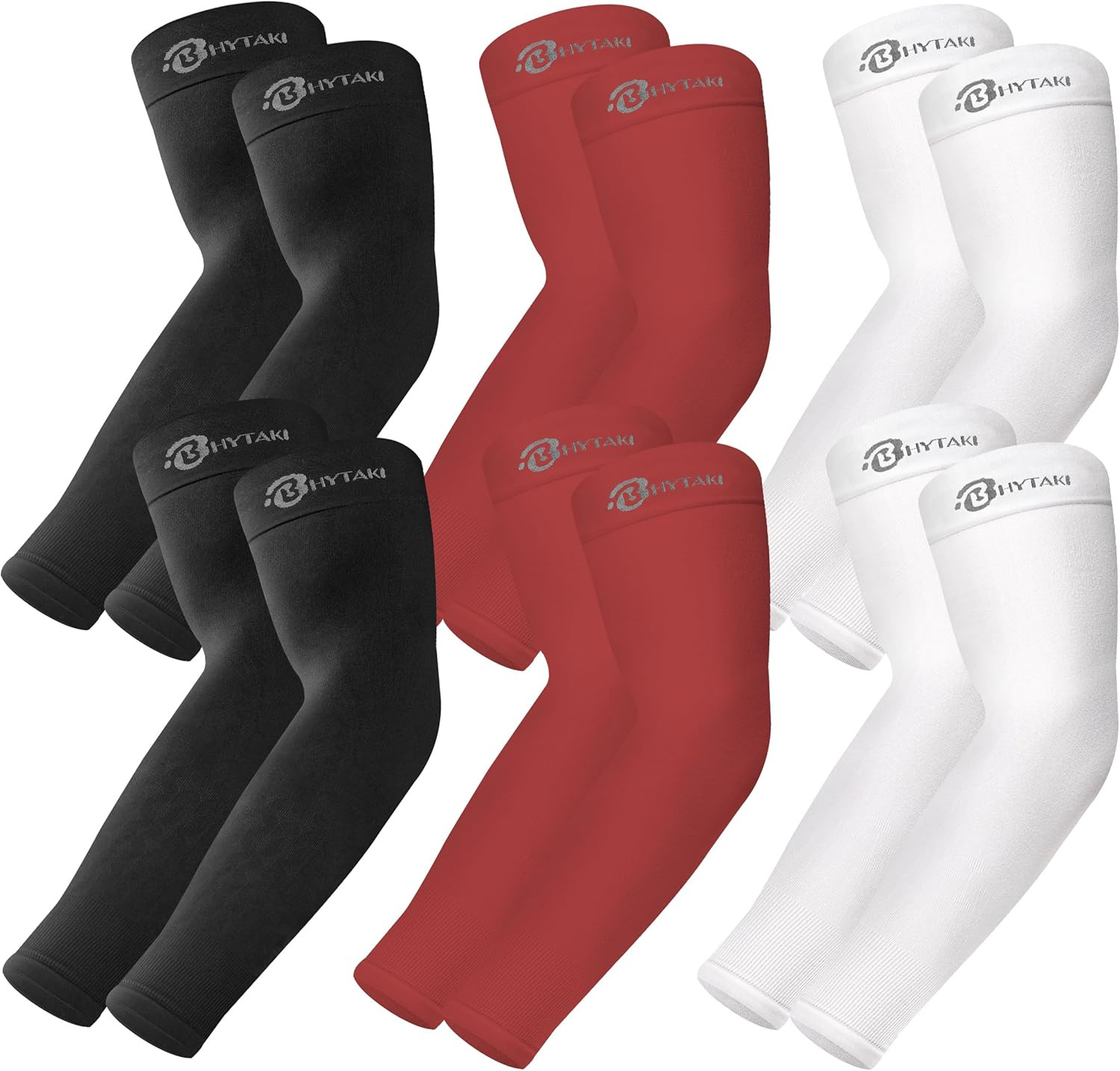 6 Pairs UV Sun Protection Arm Sleeves, UPF 50 Sports Cooling Arm Compression Sle