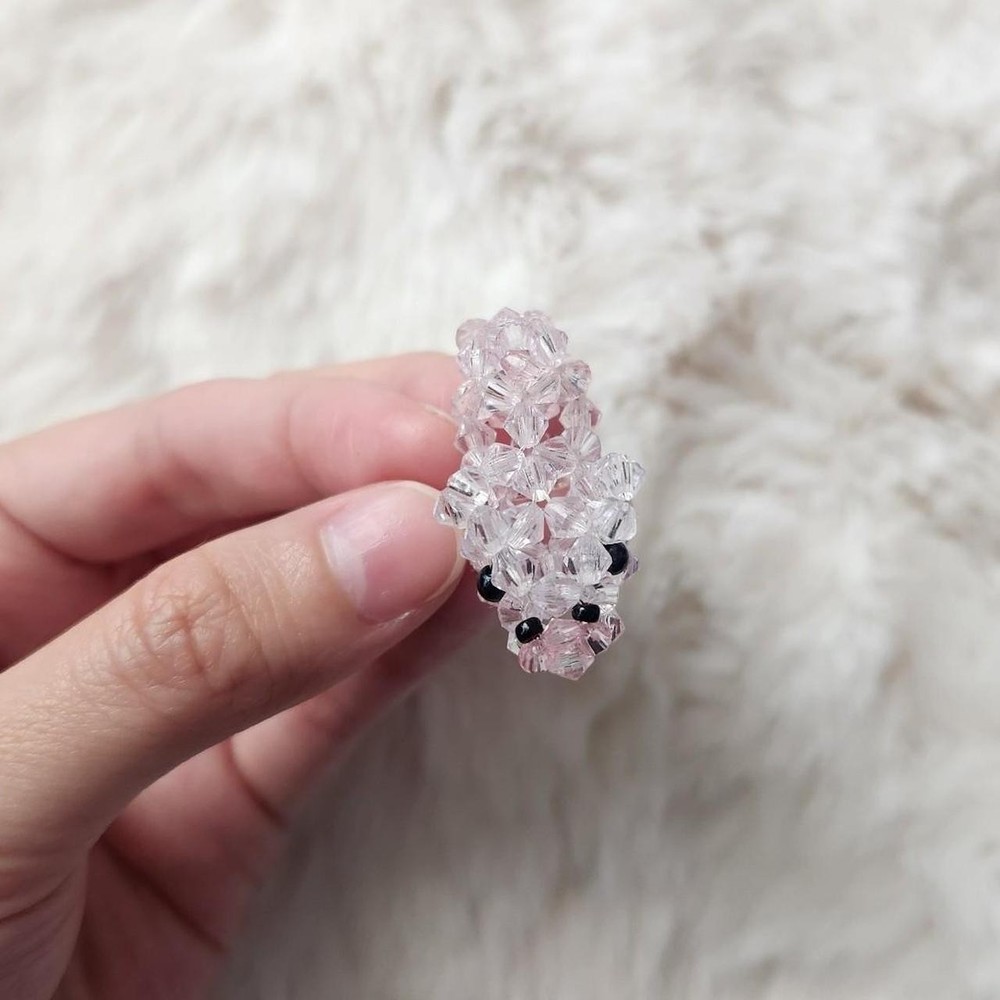 Handmade pink beaded piggy