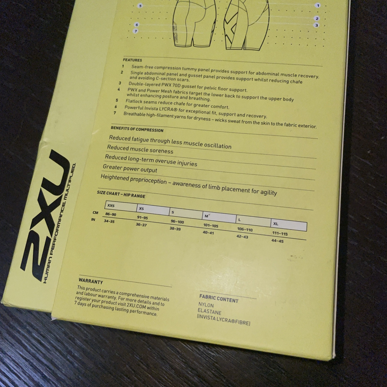 NWT 2XU Post-Natal Sport Compression Shorts (Black/Silver) X-Small WA3600b