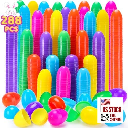 288 Easter Eggs -2.36" Bright Colors Plastic Easter Eggs Empty for 288 Pack