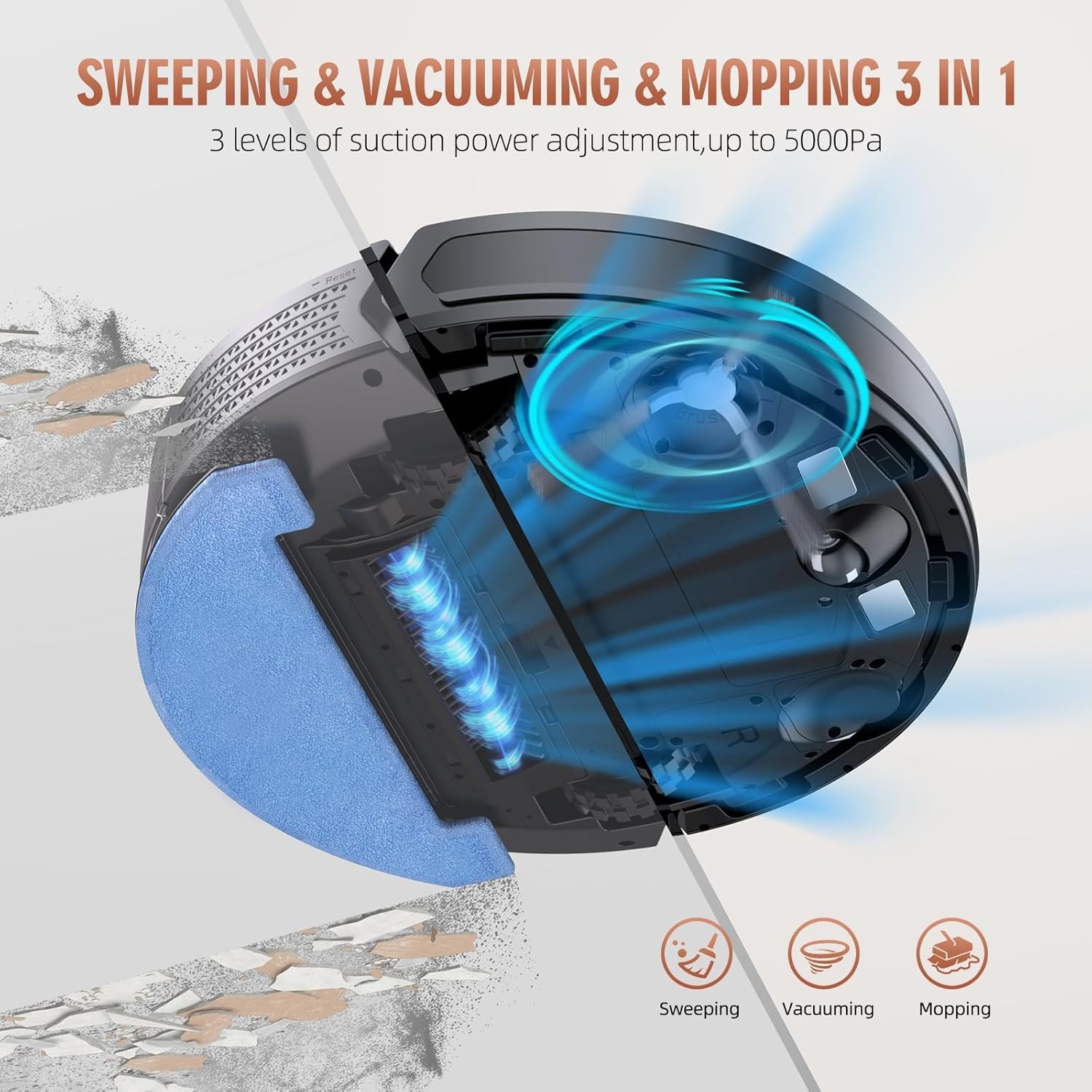 Robot Vacuum and Mop Combo with Self-Emptying Station (60-Day), LiDAR Navigation