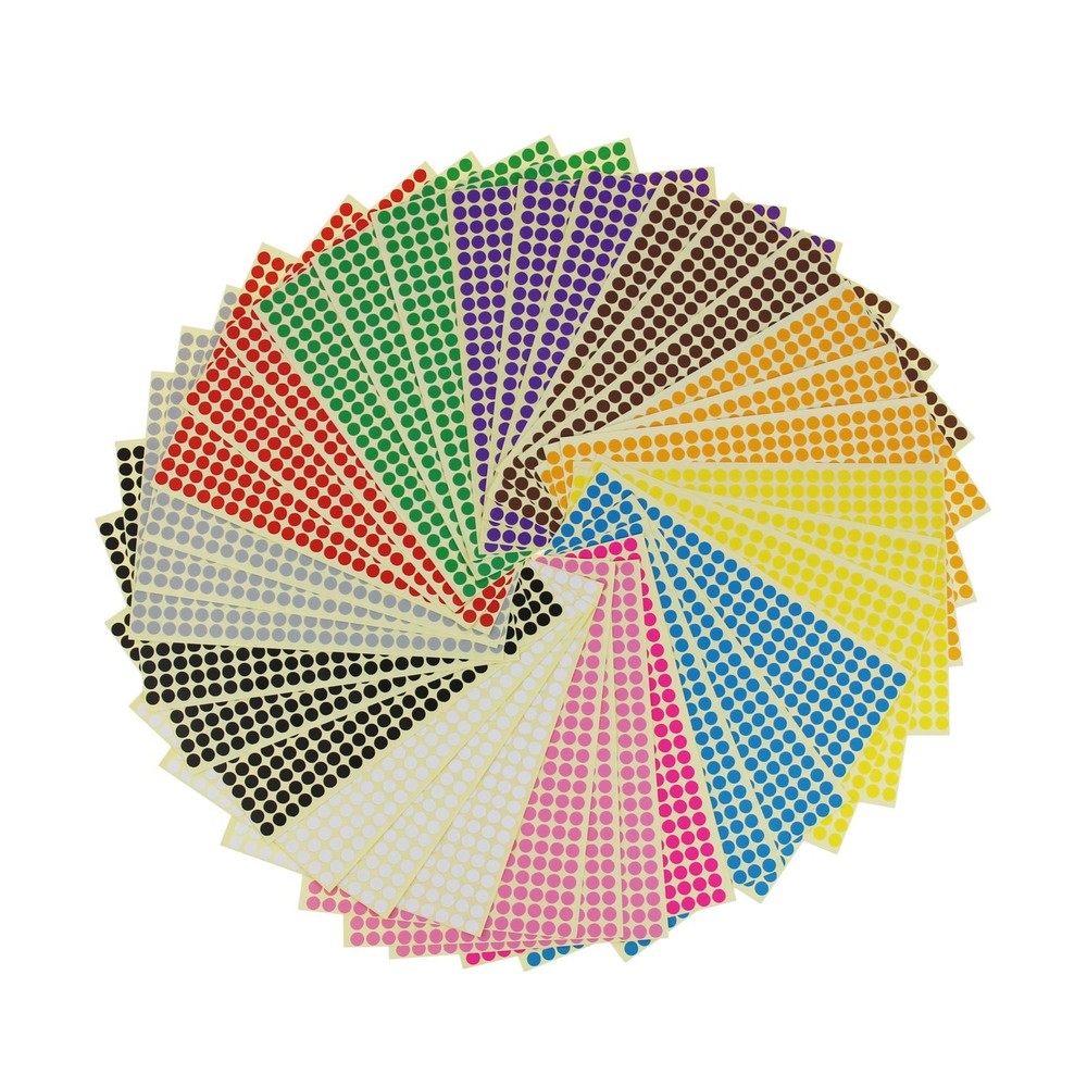 LJY 6mm Round Dot Stickers Color Coding Labels, 12 Different Assorted Colors,...