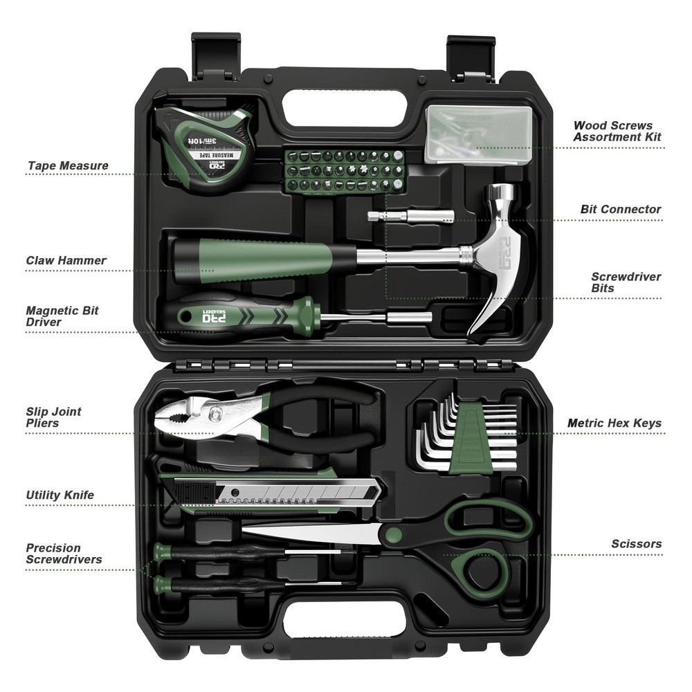 93-Piece Tool Kit, Basic Household Repair Tool Set with Toolbox Storage Case,...