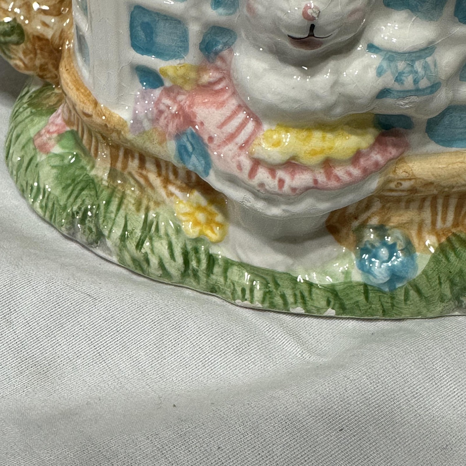 Vintage Mercuries Bunny Cottage House Teapot Ceramic Easter Floral Pastel 1994