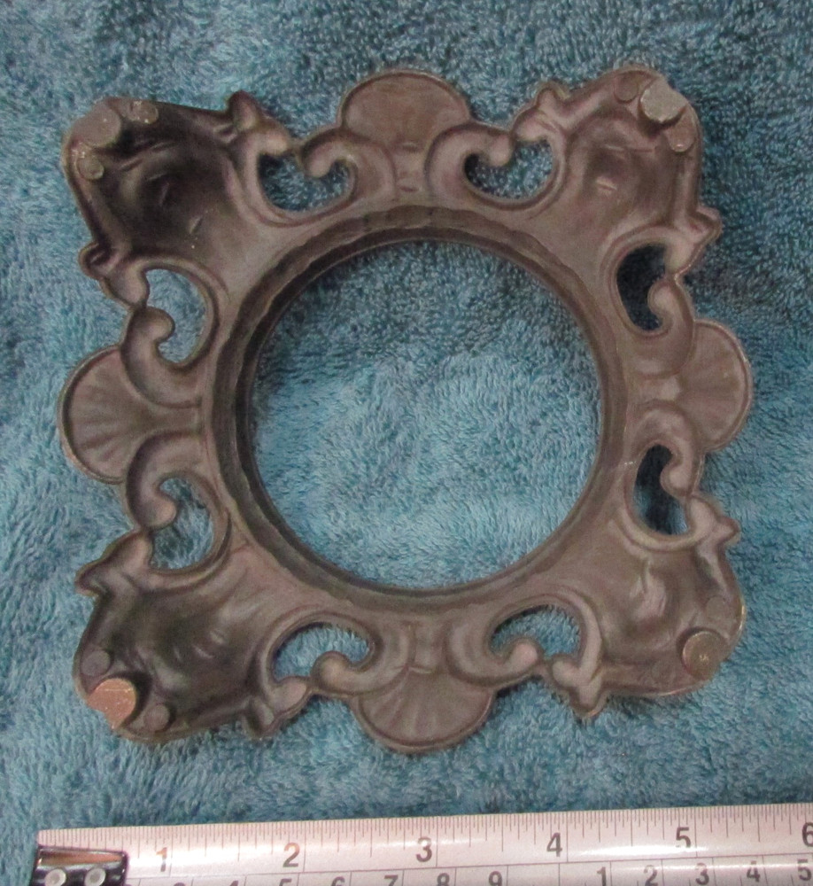 6⅝" Round Ornate Victorian or Rococo Style BRASS LAMP BASE w Scrollwork & Shell