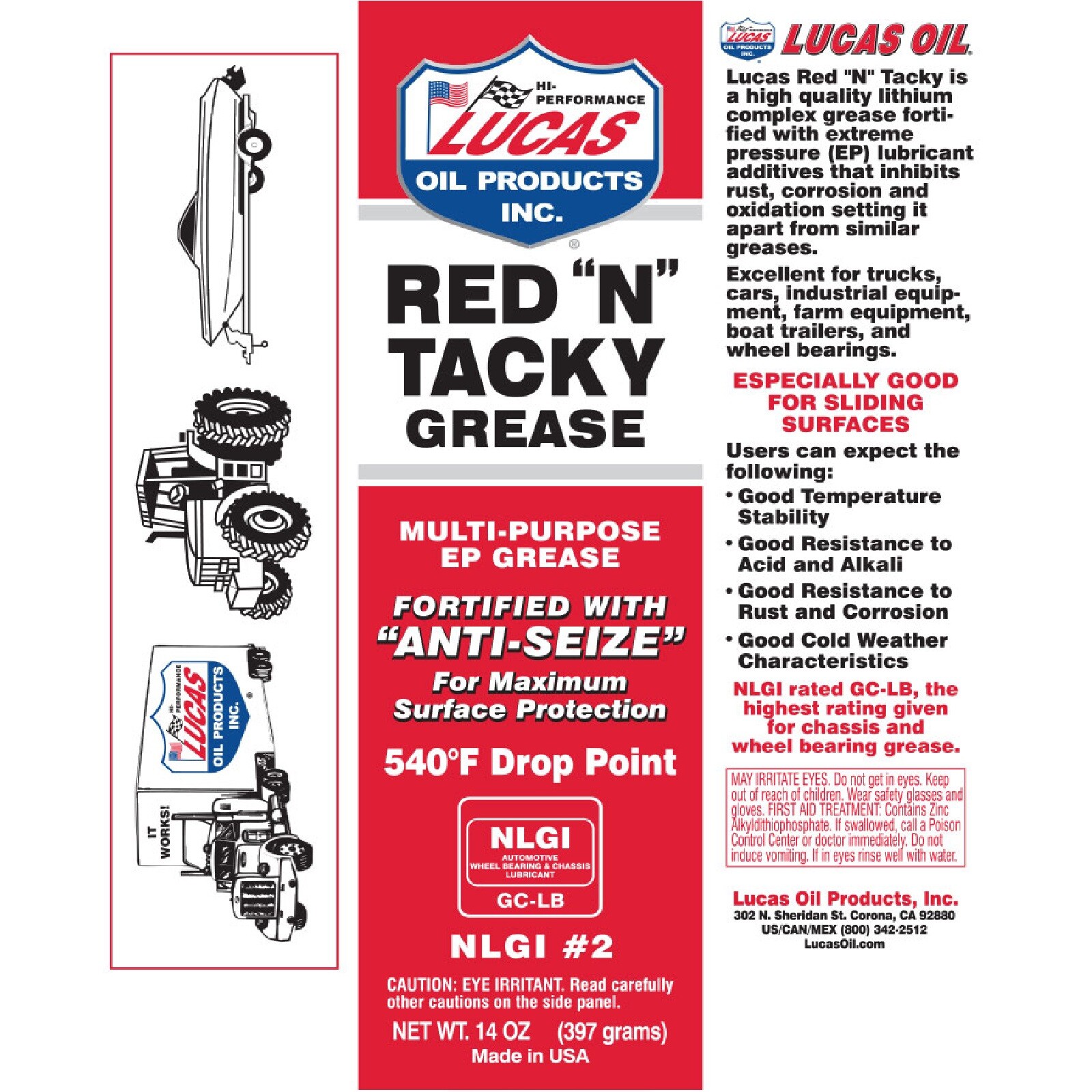 Lucas Oil Set of 30 Red "N" Tacky MultiUse Anti-Seize Grease 14 Oz Cartridges