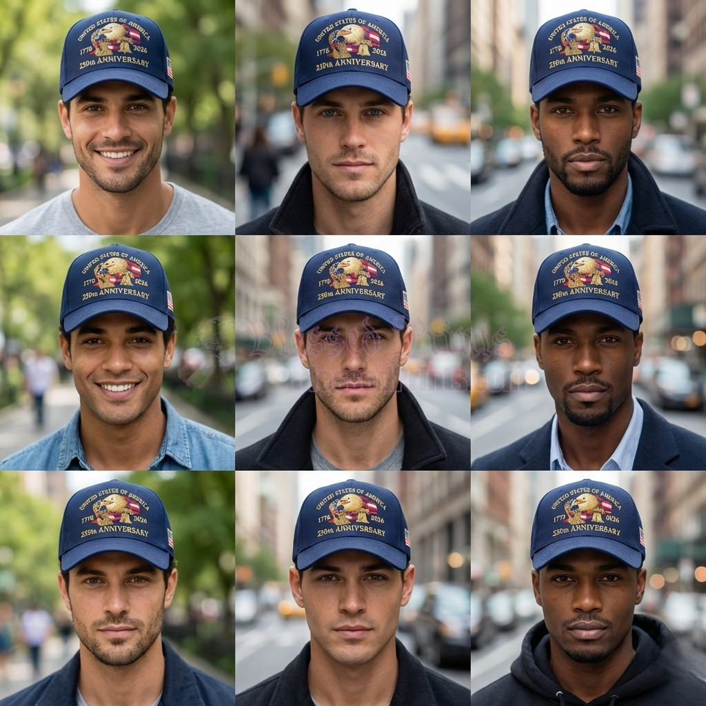 USA 250th Anniversary Hat Cap Eagle 1776 2026 Navy Embroidered Made In USA V1.0