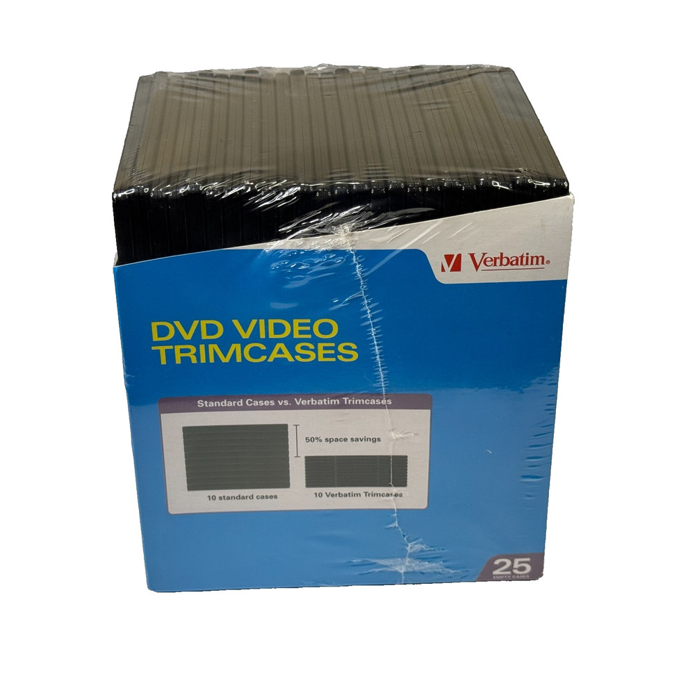 DVD Cases Slim 25 Pack Disc Storage Plastic Hard Shell Sealed Verbatim Trimcases