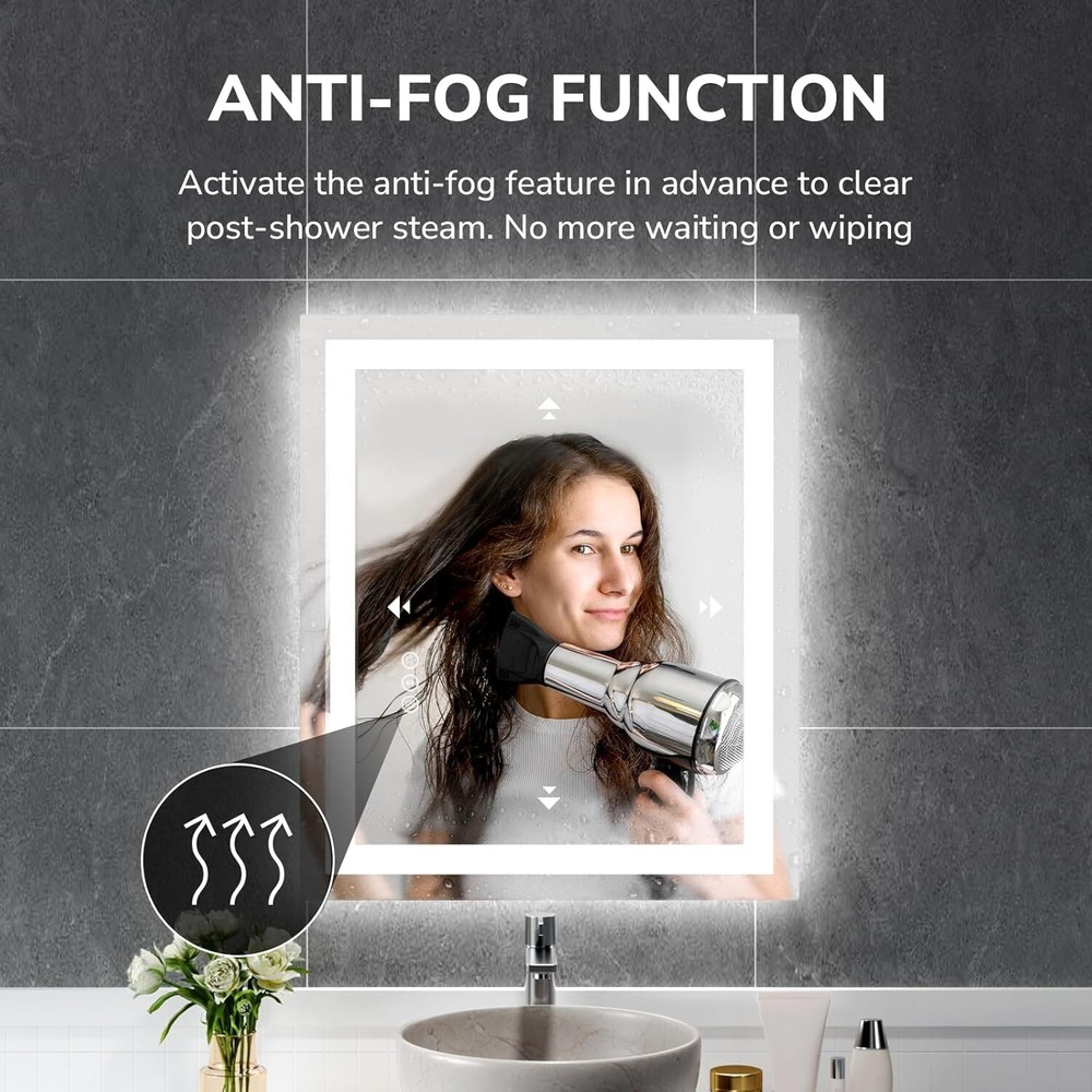 24''x32'' LED Bathroom Mirror Wall Vanity Mirror Dimmable Horizontal & vertical