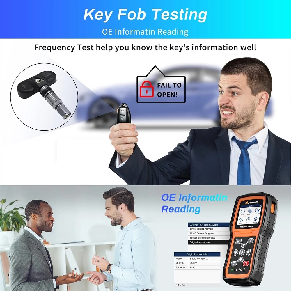 Foxwell T1000 Car TPMS Reset Tire Pressure Sensor Activate Programming Scan Tool