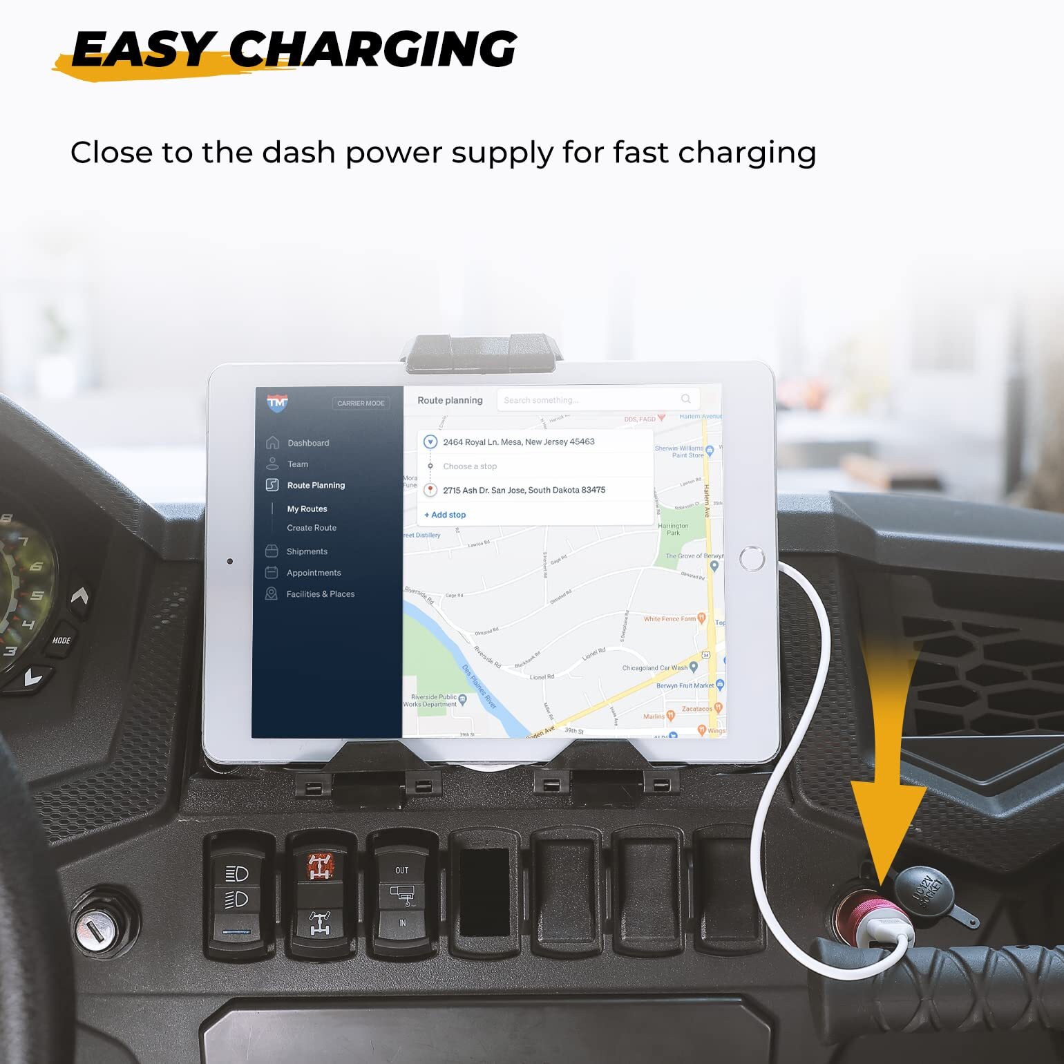 Electronic Tablet Device Holder GPS Mount for Polaris RZR XP 1000 Turbo 2019-23