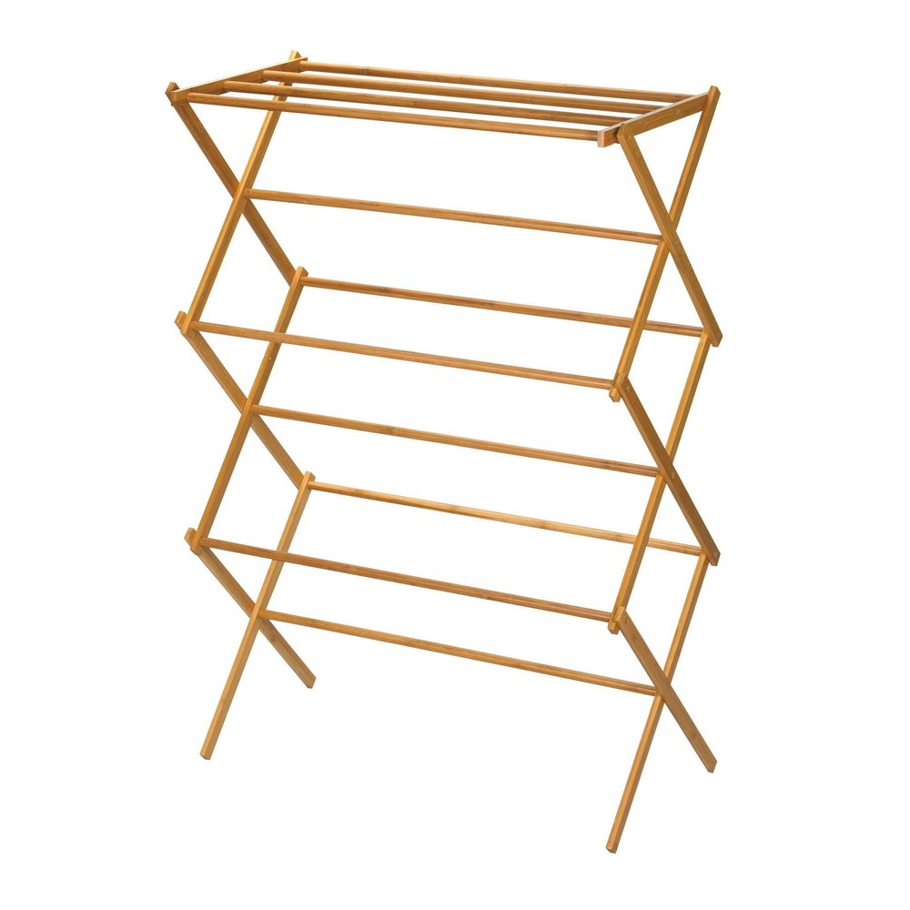 Household Essentials Bamboo Folding Clothes Drying Rack, Upscale Laundry Rack...