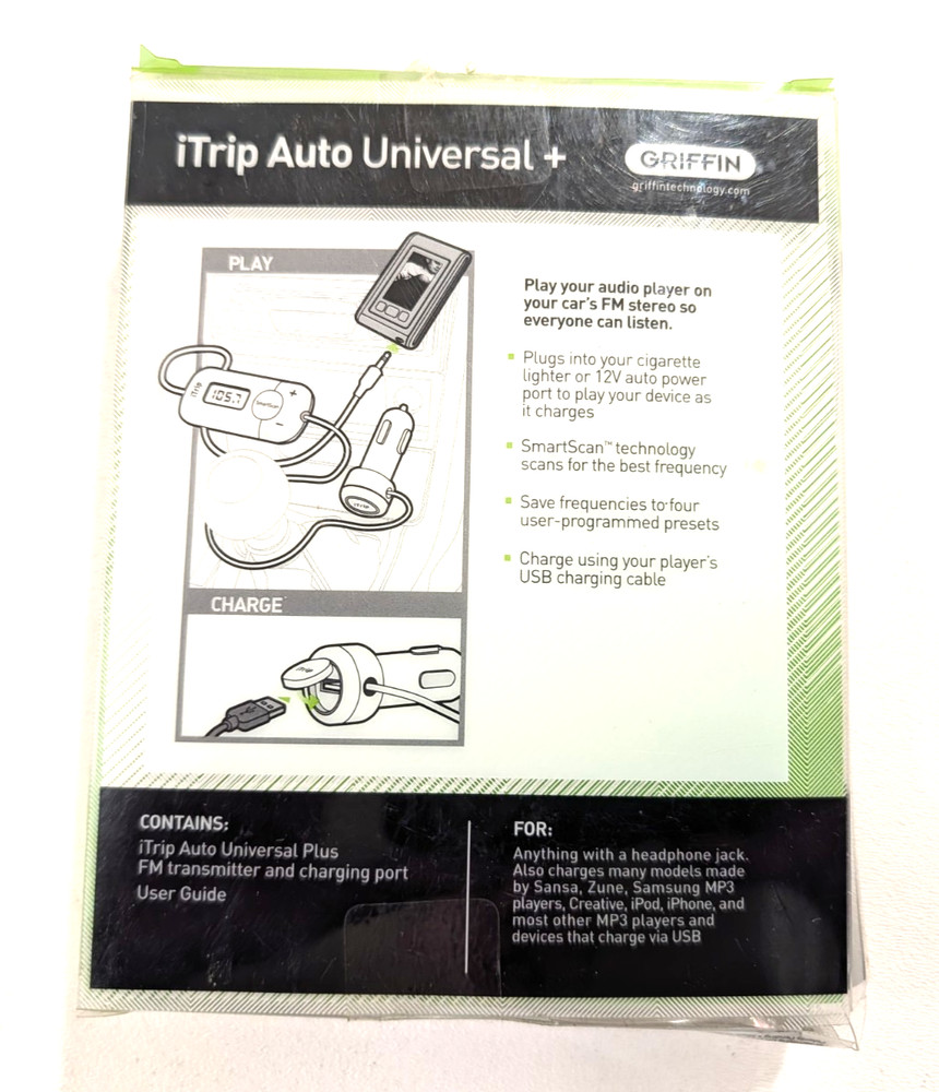 New in Pkg Griffin iTrip Auto Universal/FM Transmitter MP3 P/N 10006-TRIPUNP