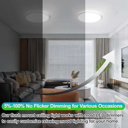 2-Pack 16.5 Inch Dimmable LED Flush Mount Ceiling 16.5 Inch-2 Packs White