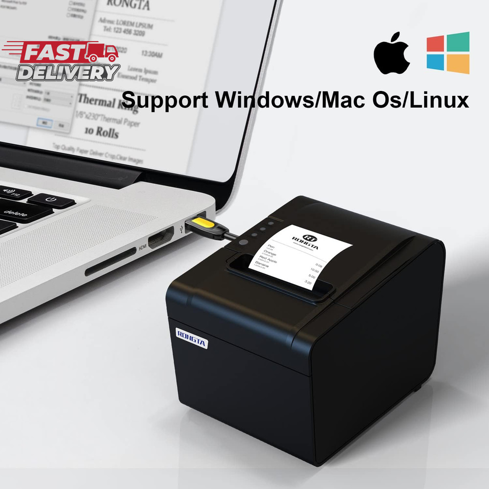 Rongta POS Printer, 80Mm USB Thermal Receipt Printer, Restaurant Kitchen Printer