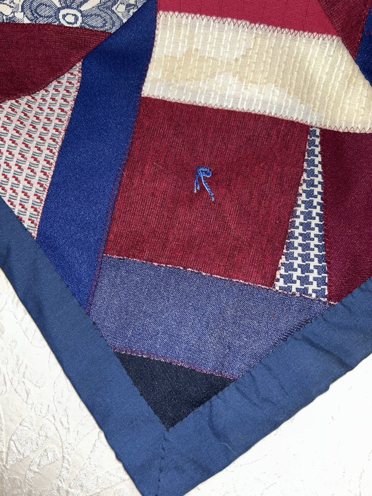 Vintage Handmade Patchwork Quilt Polyester/Cotton Fabric Blend 62 X 83”